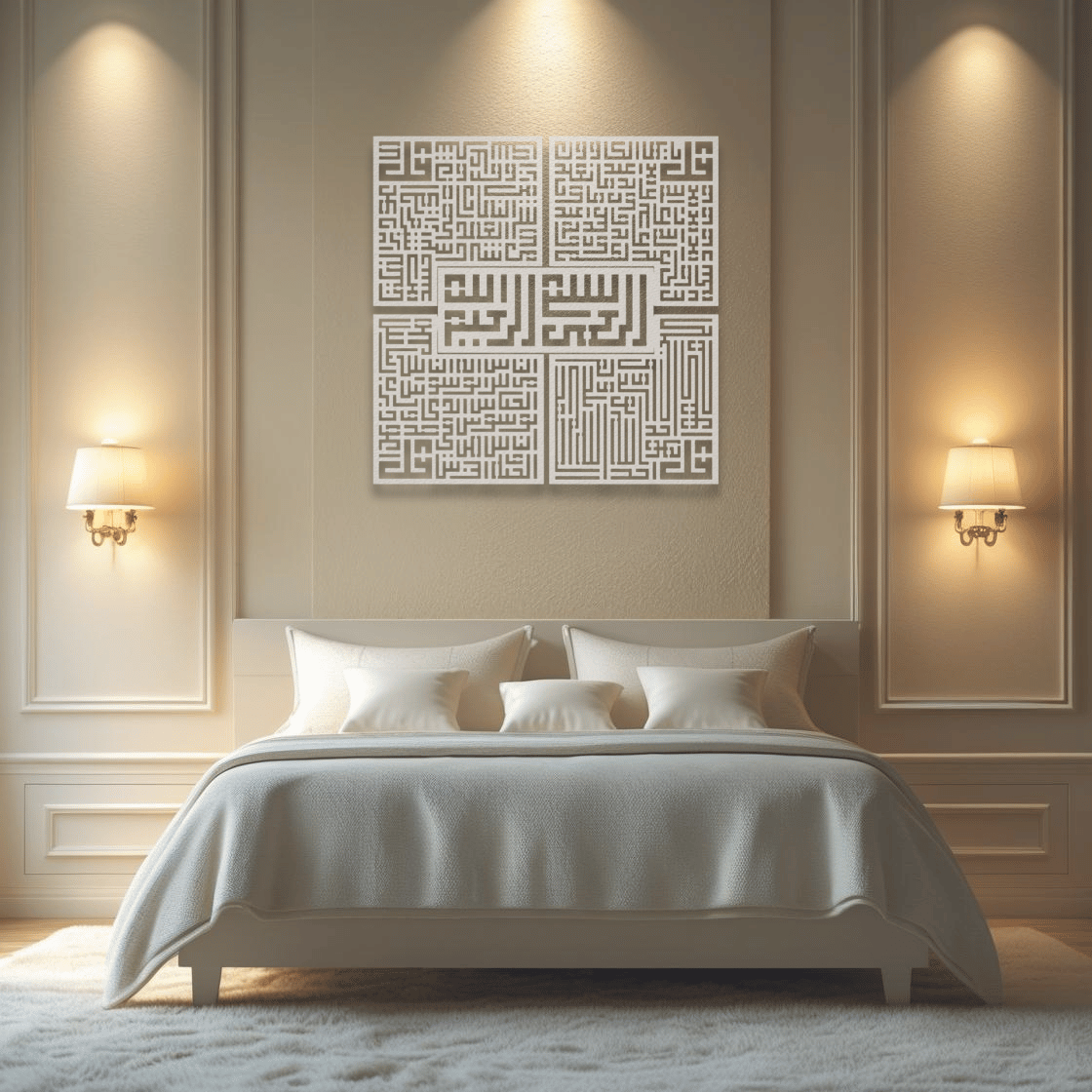 4 Quls | Bismillah, Surah Al-Falaq, An-Nas, Al-Ikhlas, Al Kafirun | Metal Wall Art