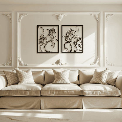 Horse Wall Art D21 لوحة الخيل | Metal Wall Art (Set of 2)